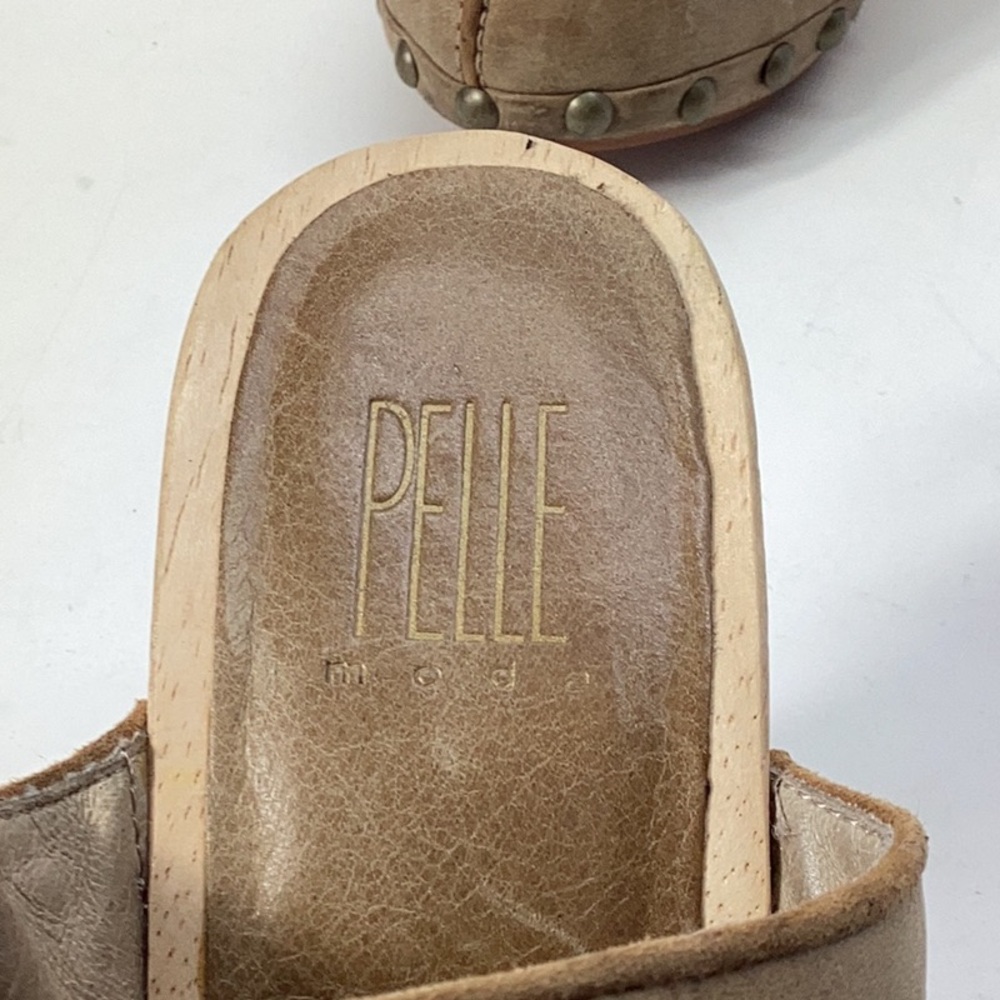 Pelle Moda Beige Leather Studded Mules - Picture 5 of 13